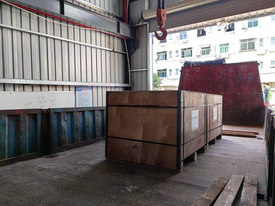 Mold base packed in a film-wrapped wooden case ready for shipment