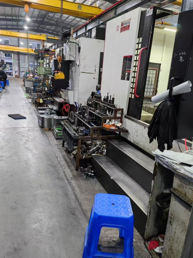 Machining aisle with mold plates in progress
